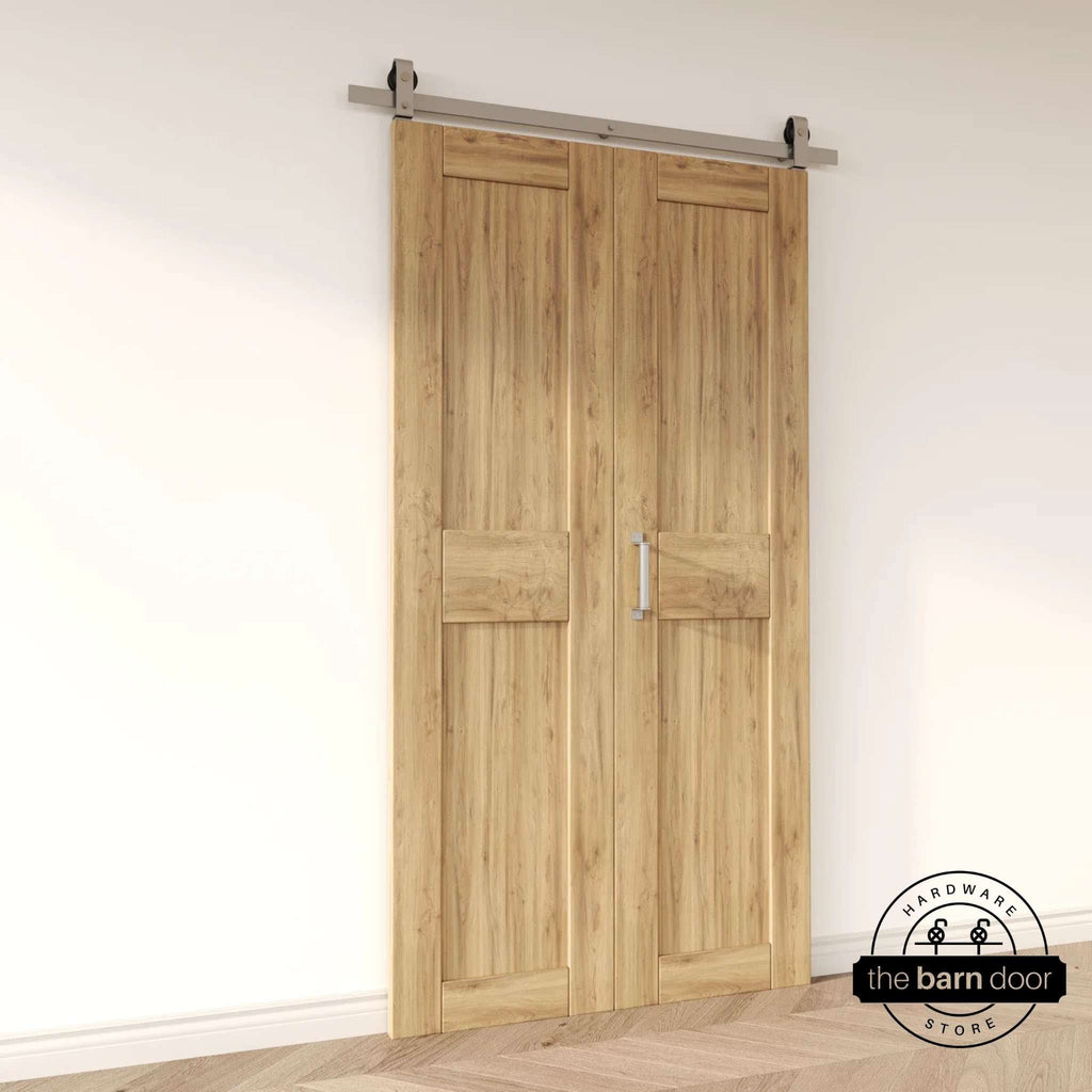 J Top Mount Bifold Barn Door Hardware | Brushed Nickel | 2 Door Kit